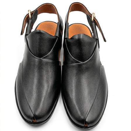 LUXURY BLACK LEATHER PISHAWARI CHAPPAL
