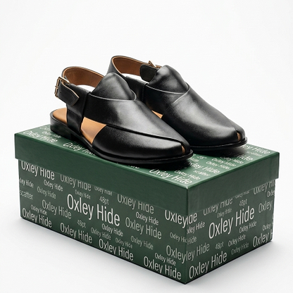 LUXURY BLACK LEATHER PISHAWARI CHAPPAL