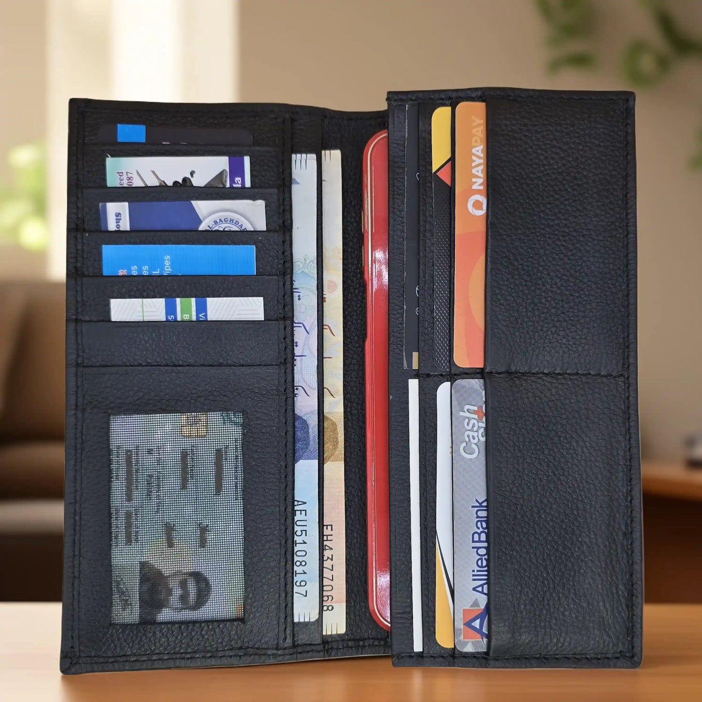 Rustic Black: Long Leather Wallet