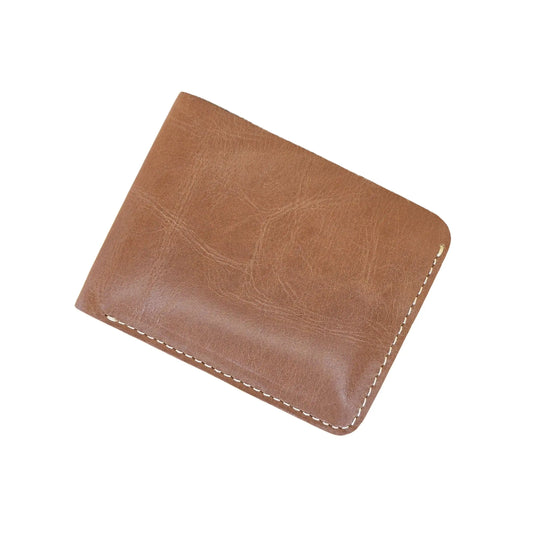 Tan Brown Leather Bi-Fold Wallet
