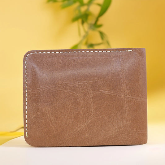 Tan Brown Leather Bi-Fold Wallet