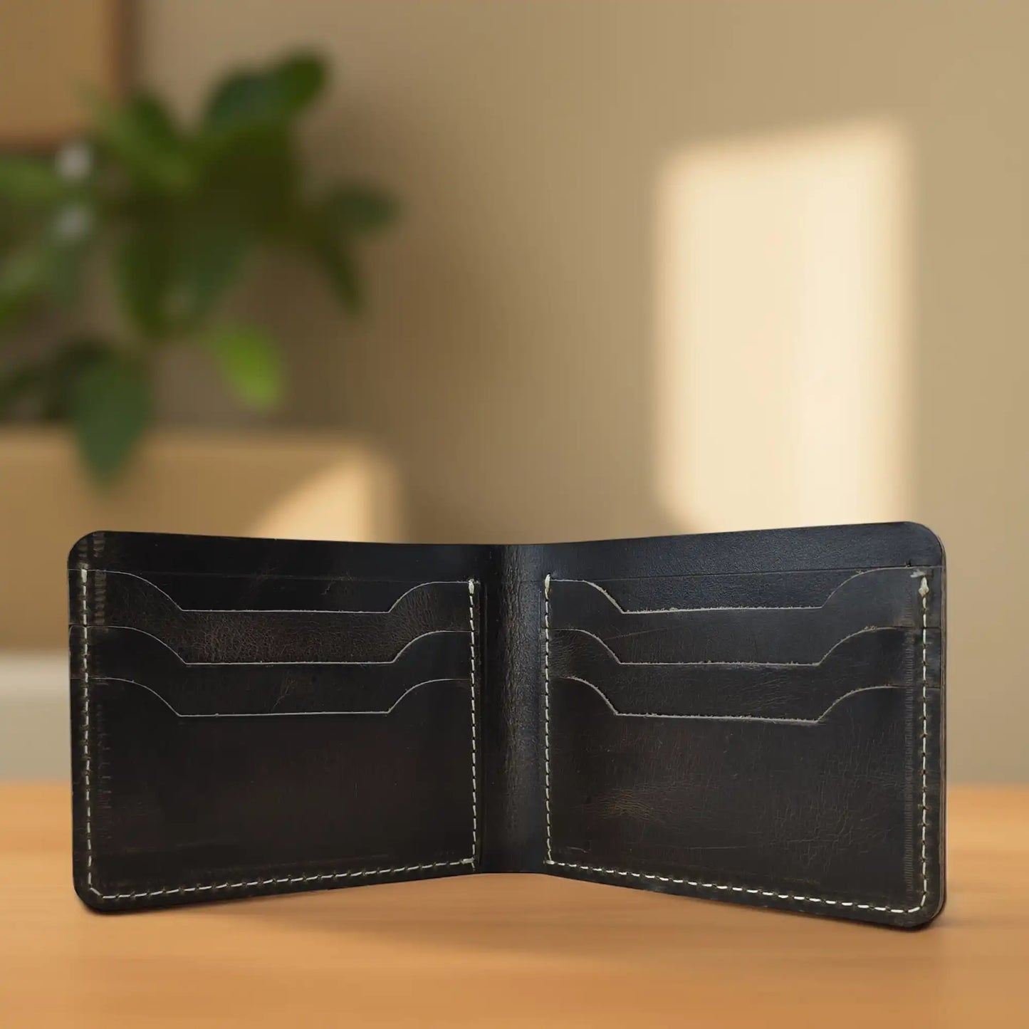 Tan Brown Leather Bi-Fold Wallet
